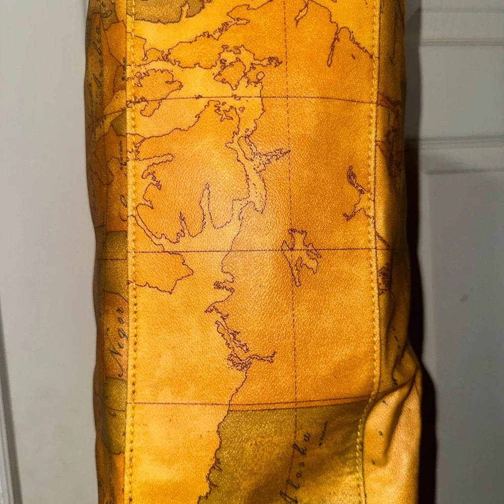 Alviero Martini Tan World Map Duffel Bag